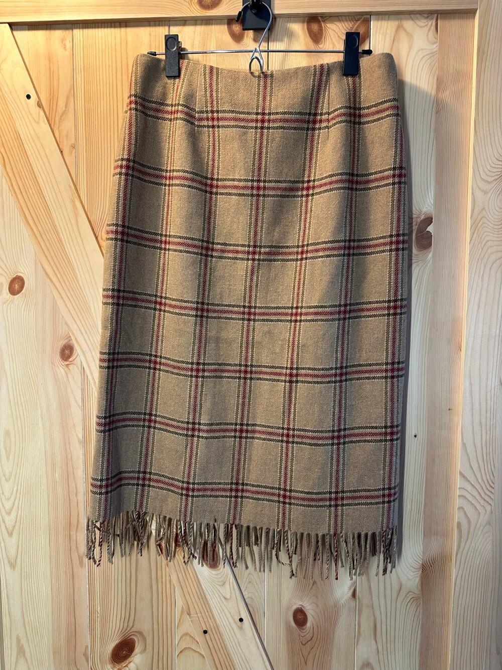 VTG Harold's Tartan Fringe 100% Lamb Wool Midi Skirt - Size 10